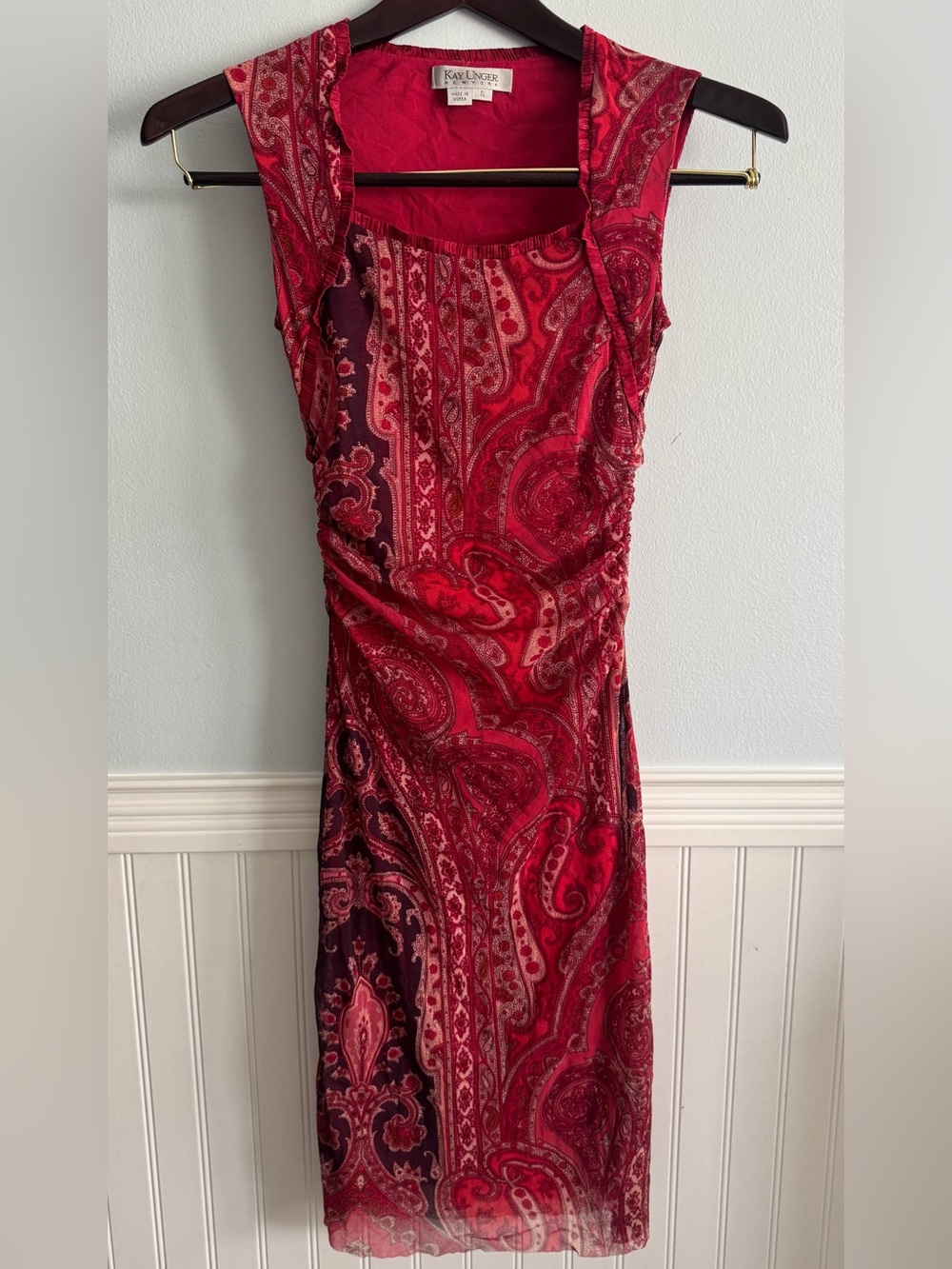 Kay Unger Ny Romantic Girl Core Y2k Vintage Paisley Sheer Mesh Midi S